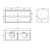 BV07WH Black Oak Fingerpull Wall Hung Vanity - 600 / 750 / 900 / 1200-S / 1200-D / 1500 mm