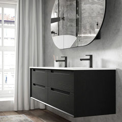 BV07WH Black Oak Fingerpull Wall Hung Vanity - 600 / 750 / 900 / 1200-S / 1200-D / 1500 mm
