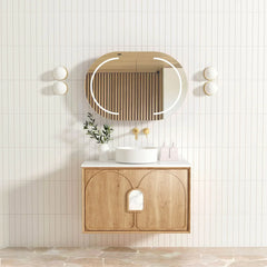 BV26WH Woodland Oak with Stone handle Wall Hung Vanity - 600 / 750 / 900 / 1200 / 1500 / 1800mm