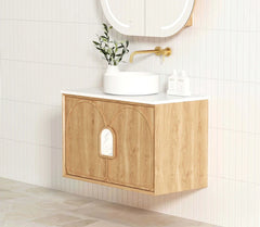BV26WH Woodland Oak with Stone handle Wall Hung Vanity - 600 / 750 / 900 / 1200 / 1500 / 1800mm