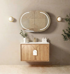 BV26WH Woodland Oak with Stone handle Wall Hung Vanity - 600 / 750 / 900 / 1200 / 1500 / 1800mm