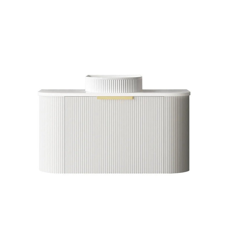 BV63WH Curved Fluted Matte White Wall Hung Vanity - 600 / 750 / 900 / 1200 / 1500 / 1800mm