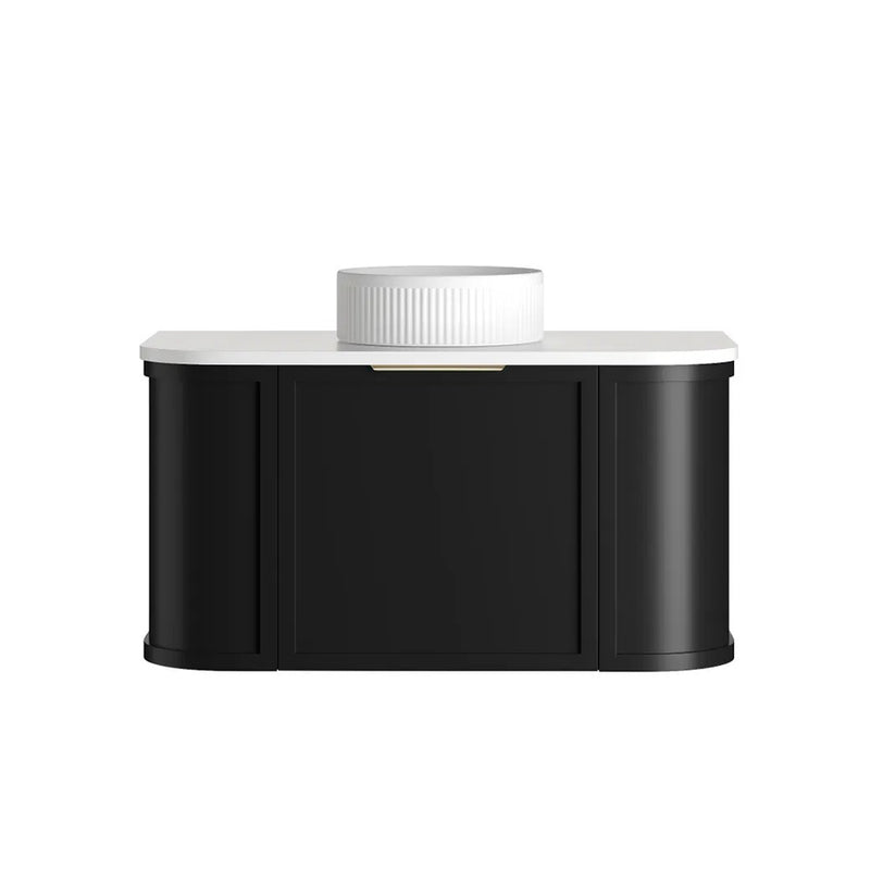 BV06WH Satin Black Shaker Curved Wall Hung Vanity - 600 / 750 / 900 / 1200 / 1500 / 1800mm