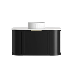 BV06WH Satin Black Shaker Curved Wall Hung Vanity - 600 / 750 / 900 / 1200 / 1500 / 1800mm