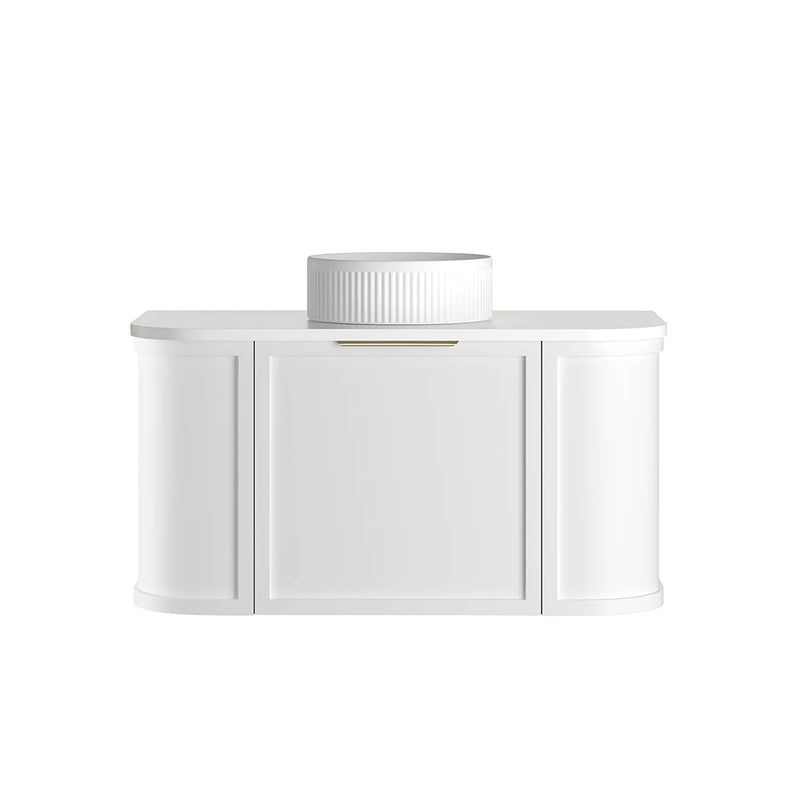 BV57WH Matte White Shaker Curved Wall Hung Vanity - 600 / 750 / 900 / 1200 / 1500 / 1800mm
