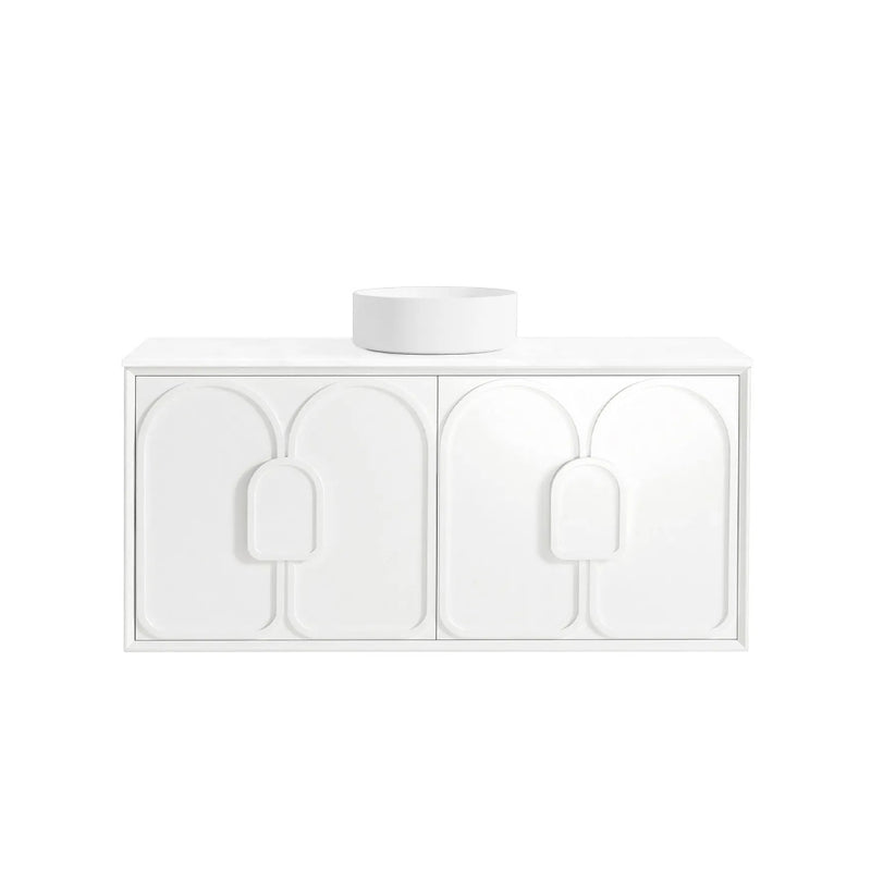BV89WH Matte White with Stone handle Wall Hung Vanity - 600 / 750 / 900 / 1200 / 1500 / 1800mm