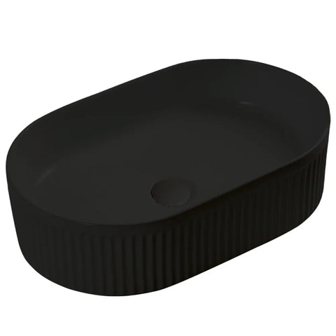 Yugen Fluted Above Counter Ceramic Basin 490x313mm - Various Colours