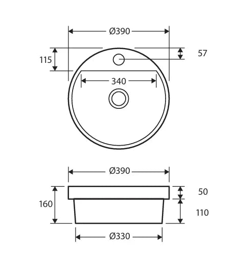 Illusia Round Inset Basin 390x390mm - Gloss White