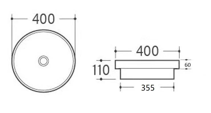 Cirrus Round Semi-Inset Basin 400x400mm - Gloss White