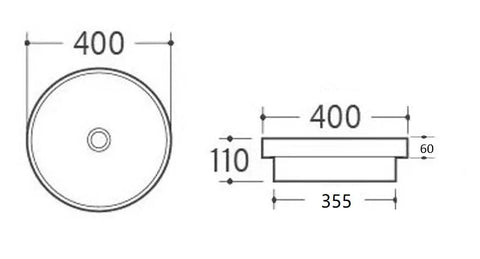 Cirrus Round Semi-Inset Basin 400x400mm - Gloss White