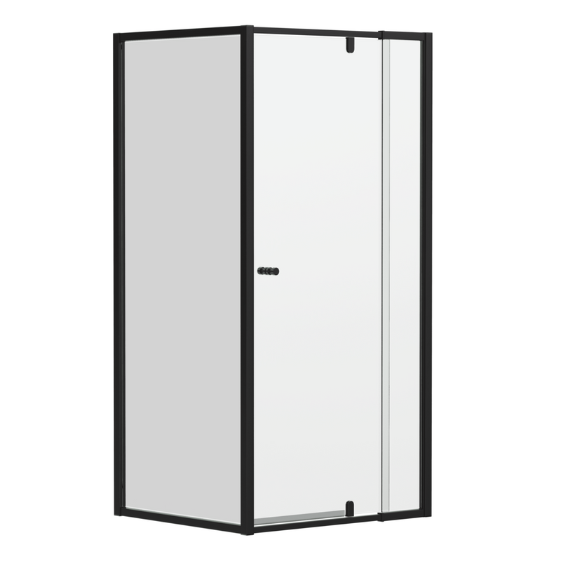 Special Order - Black 6mm Framed Adjustable Shower Screen, Front & Return, Various Size Combinations, 1950mm High