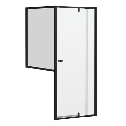 Special Order - Black 6mm Framed Adjustable Shower Screen, Front & Half Return, Various Size Combinations, 1950mm High