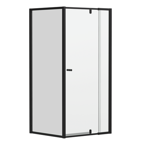 Special Order - Black 6mm Framed Adjustable Shower Screen, Front & Return, Various Size Combinations, 1950mm High