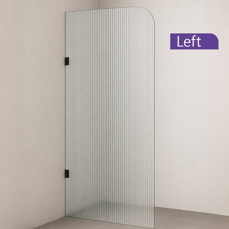 Radius Corner Clear Reeded/Fluted Walk In Shower Screen - Various Colours & Sizes
