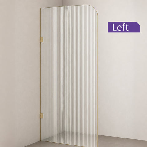Radius Corner Clear Reeded/Fluted Walk In Shower Screen - Various Colours & Sizes