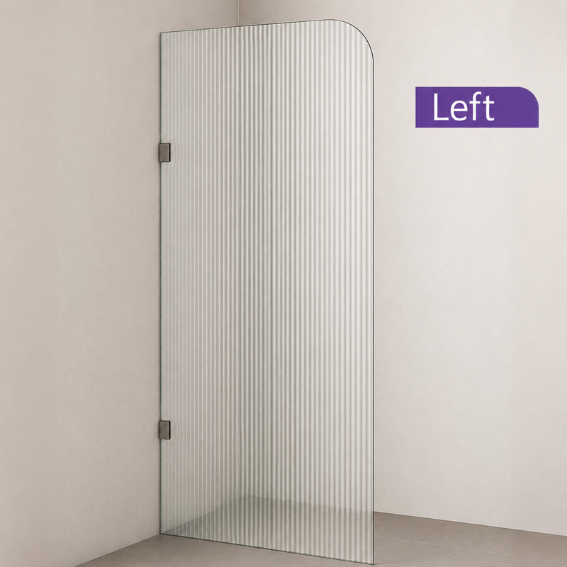 Radius Corner Clear Reeded/Fluted Walk In Shower Screen - Various Colours & Sizes