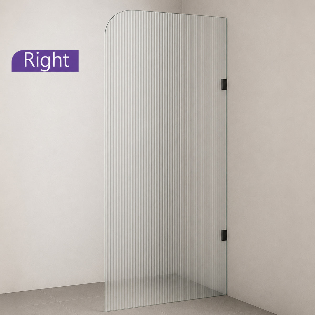 Radius Corner Clear Reeded/Fluted Walk In Shower Screen - Various Colours & Sizes