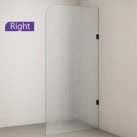 Radius Corner Clear Reeded/Fluted Walk In Shower Screen - Various Colours & Sizes