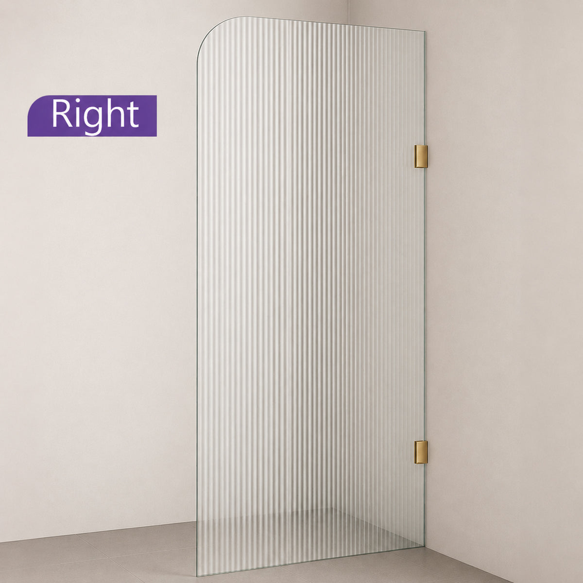 Radius Corner Clear Reeded/Fluted Walk In Shower Screen - Various Colours & Sizes