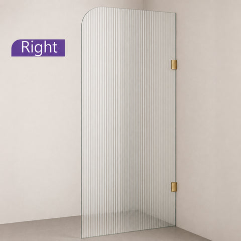 Radius Corner Clear Reeded/Fluted Walk In Shower Screen - Various Colours & Sizes