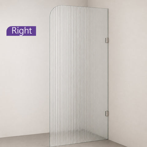 Radius Corner Clear Reeded/Fluted Walk In Shower Screen - Various Colours & Sizes