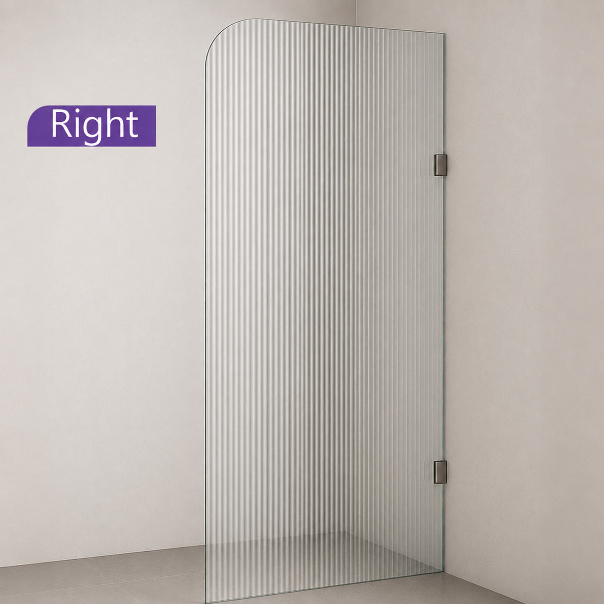 Radius Corner Clear Reeded/Fluted Walk In Shower Screen - Various Colours & Sizes