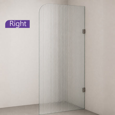 Radius Corner Clear Reeded/Fluted Walk In Shower Screen - Various Colours & Sizes
