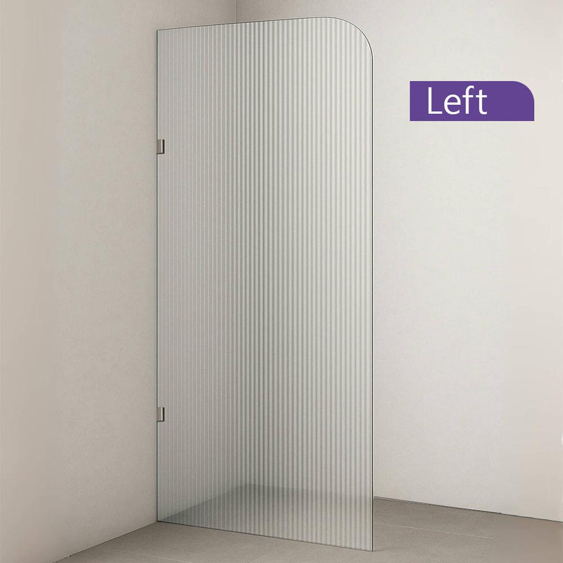 Radius Corner Clear Reeded/Fluted Walk In Shower Screen - Various Colours & Sizes