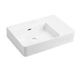 Milano Gloss White Wall Hung Ceramic Basin (No Taphole) 605x420mm - Left Hand / Right Hand