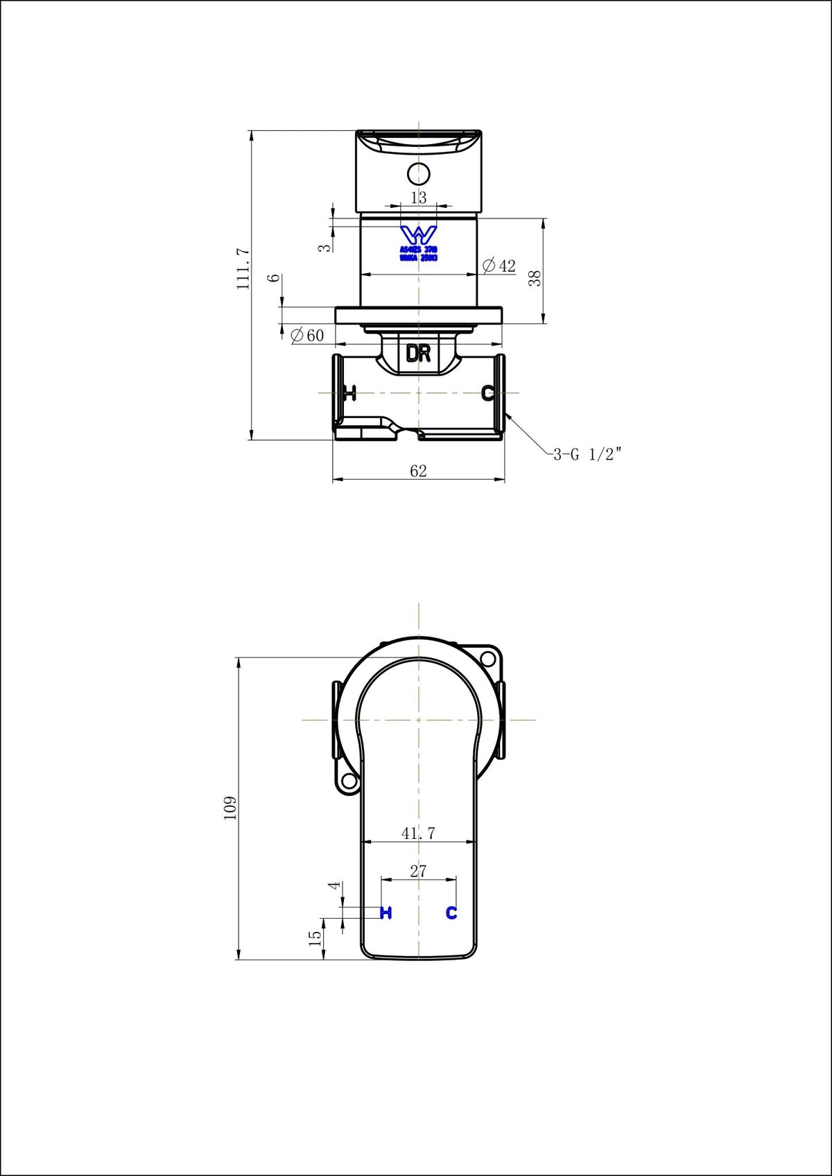 Brushed Nickel Shower Mixer with Round Backplate - Stock Clearance (Last One Left)