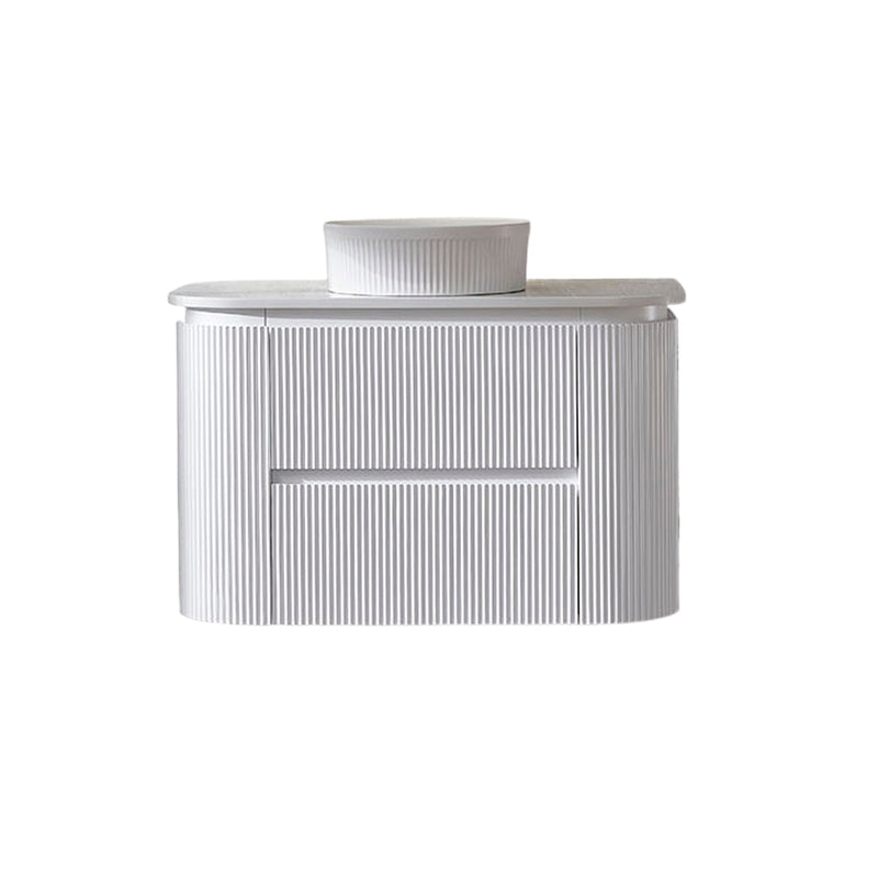 BV87 Matt White Wall Hung Fluted Plywood Vanity - 900/1200/1500mm