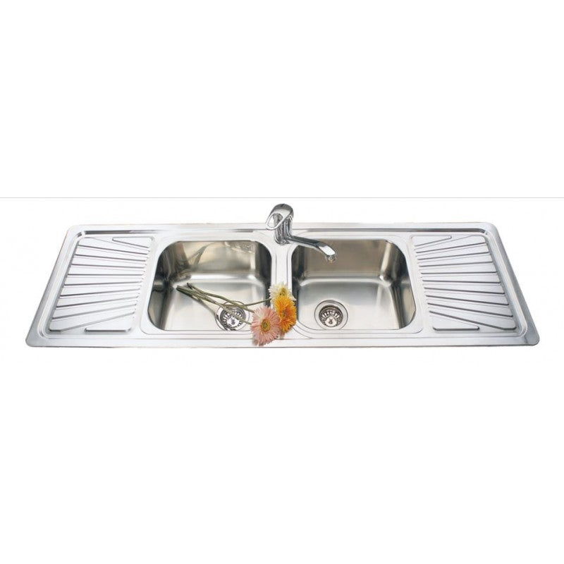 Double Bowls Kitchen Sink with Double Drainers 1524 x 460 x170 mm - Stainless Steel