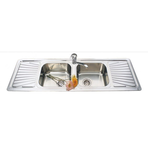 Double Bowls Kitchen Sink with Double Drainers 1524 x 460 x170 mm - Stainless Steel