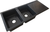 Granite Black Double Bowls with Drainer Topmount Kitchen Sink 1180x500mm