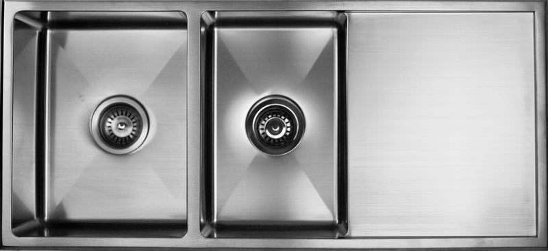 Double Bowls with Drainer Topmount / Undermount Kitchen Sink 980x450mm - Stainless Steel