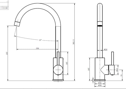 KM17 Side Lever Gooseneck Kitchen / Laundry Sink Mixer - Various Colours
