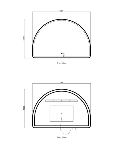 Half Moon LED Mirror 1200x800mm / 1500x1000mm - with Frame / Frameless