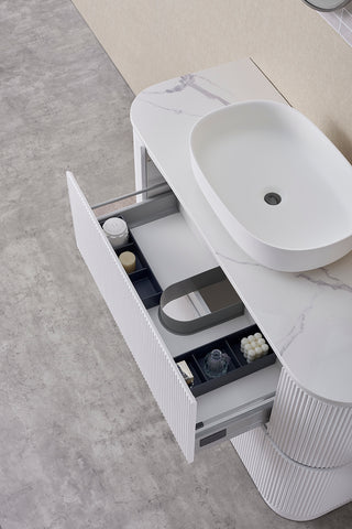 BV85 Matt White Freestanding Fluted Plywood Vanity - 900/1200/1500mm