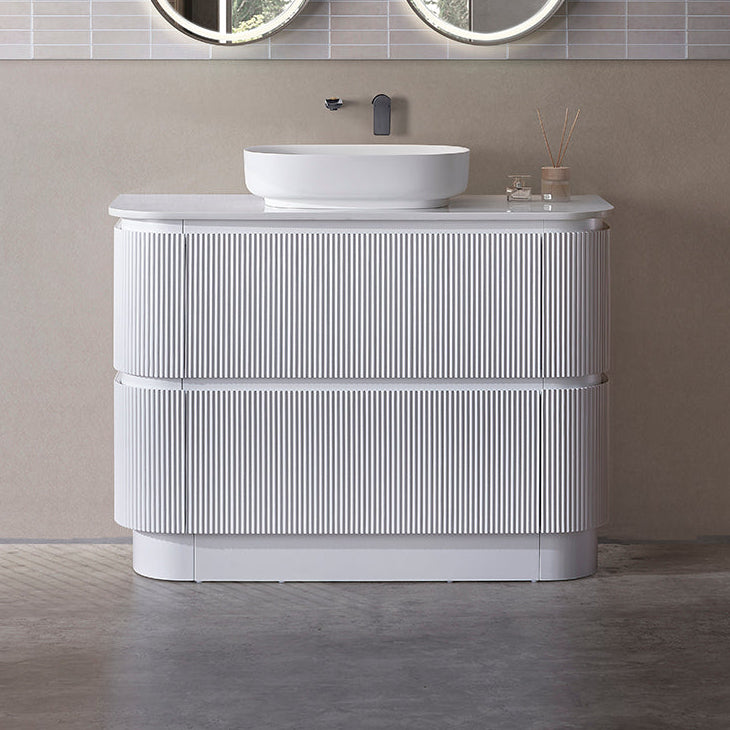 BV85 Matt White Freestanding Fluted Plywood Vanity - 900/1200/1500mm