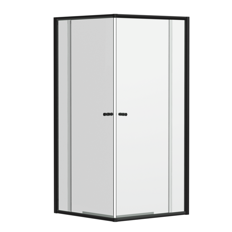 SS42 Black Corner Entry Sliding Shower Screen (Front + Return) - Various Sizes