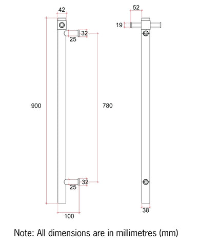 Thermogroup Brushed Nickel Vertical Heated Rail (VSH900HBN) - Stock Clearance