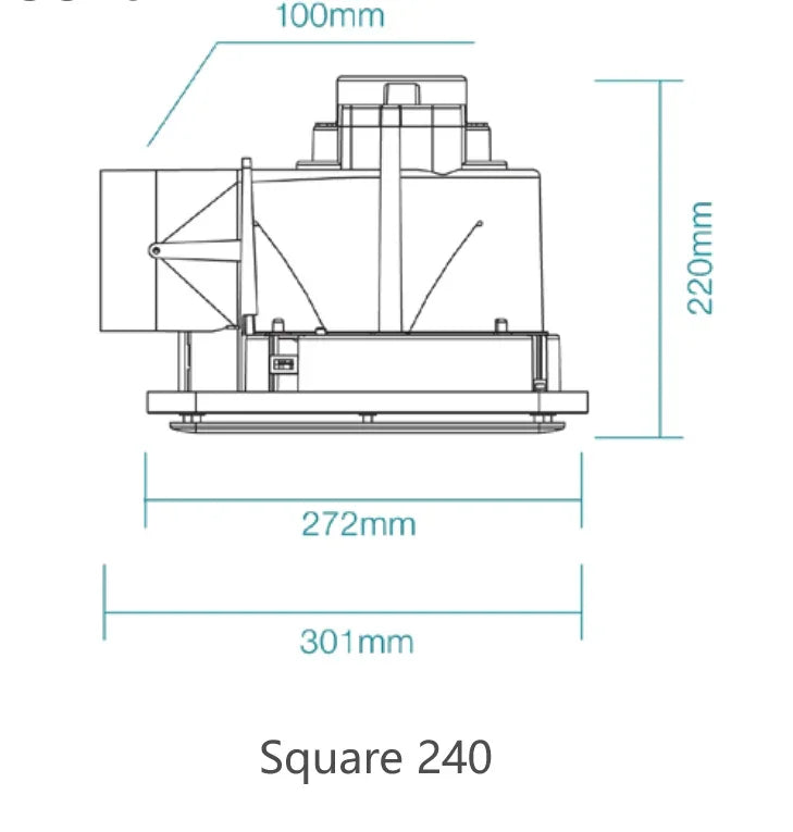 Square Bathroom Exhaust Fan - Various Size