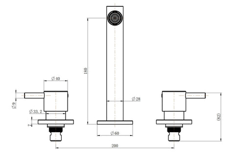 Quarter Turn Wall Laundry/Kitchen/Bath Tap Set with Fixed Spout - Chrome