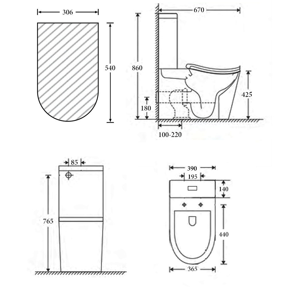 Raised Height Back To Wall Tornado Rimless Flush Ergonomic Toilet Suite with Soft Close Seat - White (4 Star)