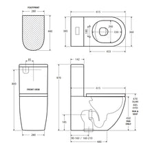 Short Projection Back To Wall Tornado Rimless Flush Toilet Suite with Soft Close Seat - White (4 Star)