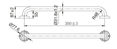 CARE Grab Rail Straight 300 / 450 / 600 / 900mm - Various Colours