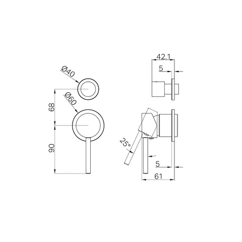 (Trim Kit) SMD02 Round Shower / Bath Mixer with Diverter (Separate Backplate) - Various Colours