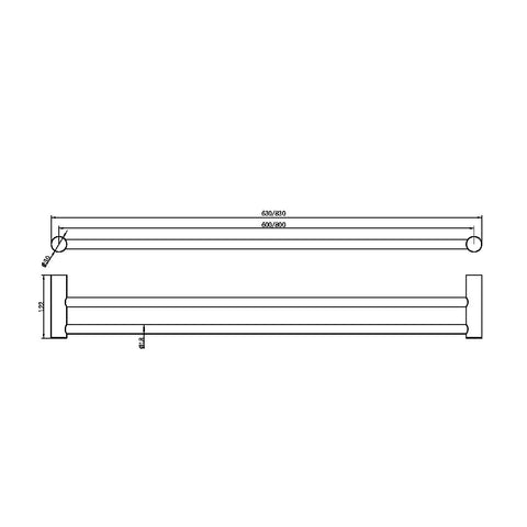 Zen Double Towel Rail 600mm / 800mm - Various Colours