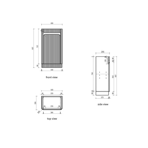 BV91 Compact Fluted Floor Mounted Ensuite Vanity 450x295mm - Various Colours