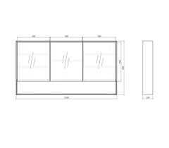 Mirror Cabinet with Open Shelf Pencil Edge - 600/750/900/1200/1500x800mm - Various Colours